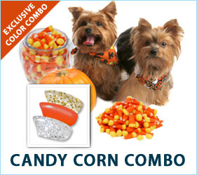 You should keep your real Halloween candy away from your dog. But our Candy Corn Combo nail caps are a perfectly safe way to include your dog in the holiday fun.